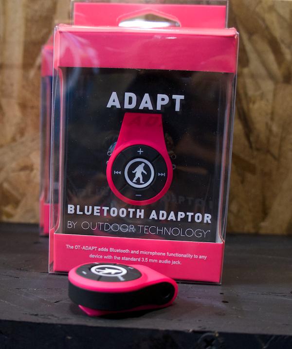 Outdoor Technology showed "ADAPT," a Bluetooth Adapter that can add Bluetooth connectivity to wired headphones or any device with a 3.5mm audio jack.