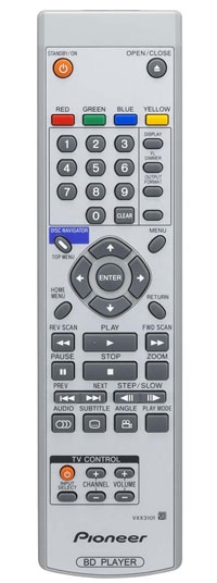 Pioneer Elite BDP-HD1 Blu-ray Disc Player Remote