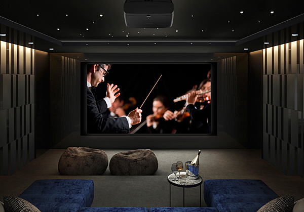 Home Theater room , Luxury interior 3D render