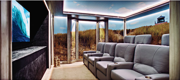 wonderful open space themed home theater